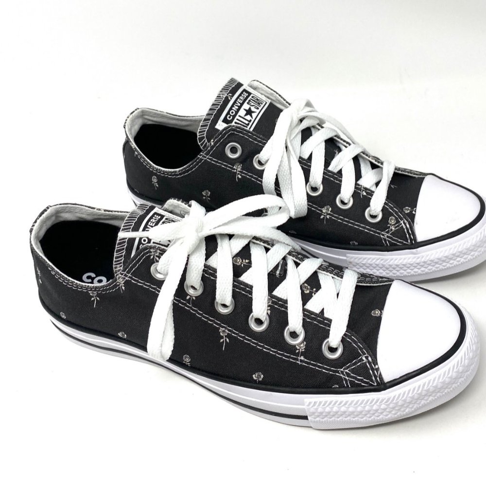 Converse 170990F Women CTAS OX Dainty Floral Black Canvas Low Sneaker AUTHENTIC_2